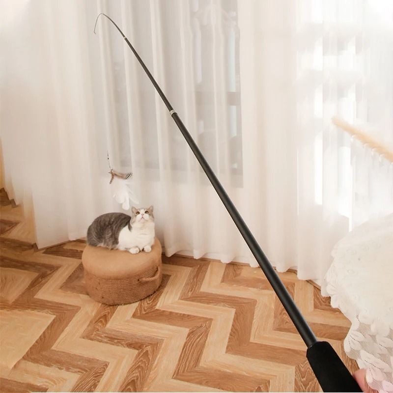 Extra Long Telescopic Cat Wand Feather Toy For Interactive Indoor Exercise And Boredom Relief 4