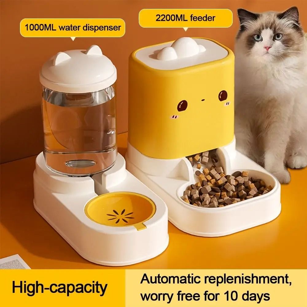 Cute Cat Shape Automatic Pet Feeder Large Capacity Food And Water Dispenser 9