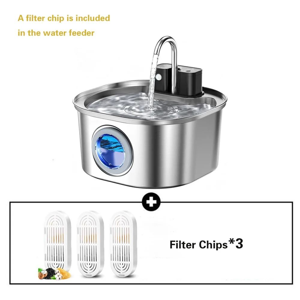 Wireless Stainless Steel Cat Water Fountain 32L Sensor Pet Dispenser With Water Window 1