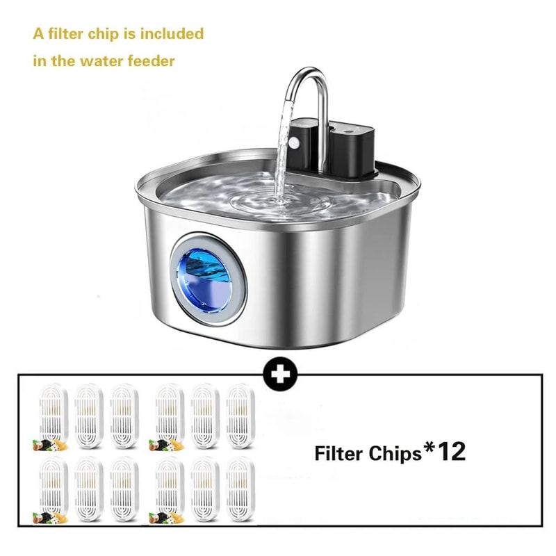 Wireless Stainless Steel Cat Water Fountain 32L Sensor Pet Dispenser With Water Window 3
