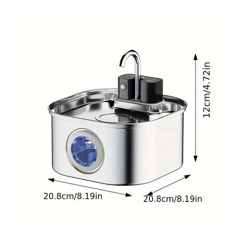 Wireless Stainless Steel Cat Water Fountain 32L Sensor Pet Dispenser With Water Window 5