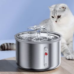 stainless steel cat water fountain usb quiet automatic pet drinking bowl with filter
