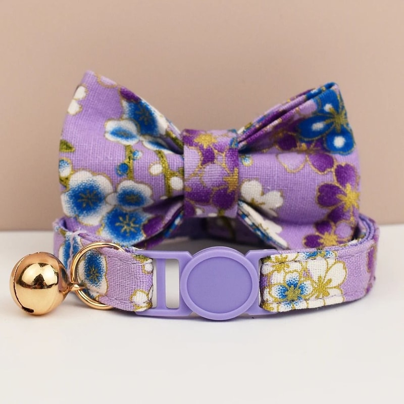 Adjustable Bowknot Cat Collar Safety Breakaway Comfortable Stylish Collar For Cats 14