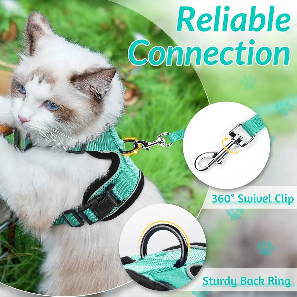 Adjustable Reflective Cat Harness And Leash Set Escape Proof Mesh Vest For Small Pets 7
