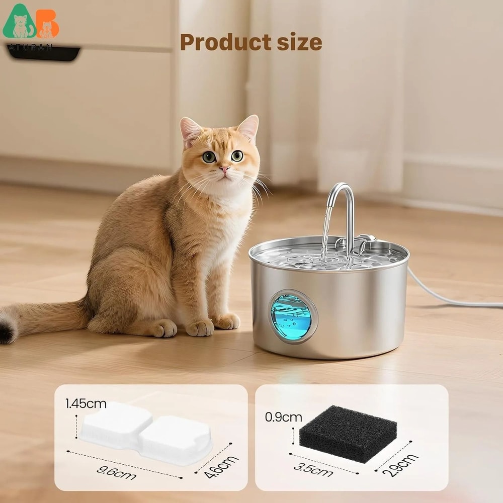 HOOISE 74oz Cat Water Fountain Replacement Filters And Sponges For Cleaner Pet Water 2
