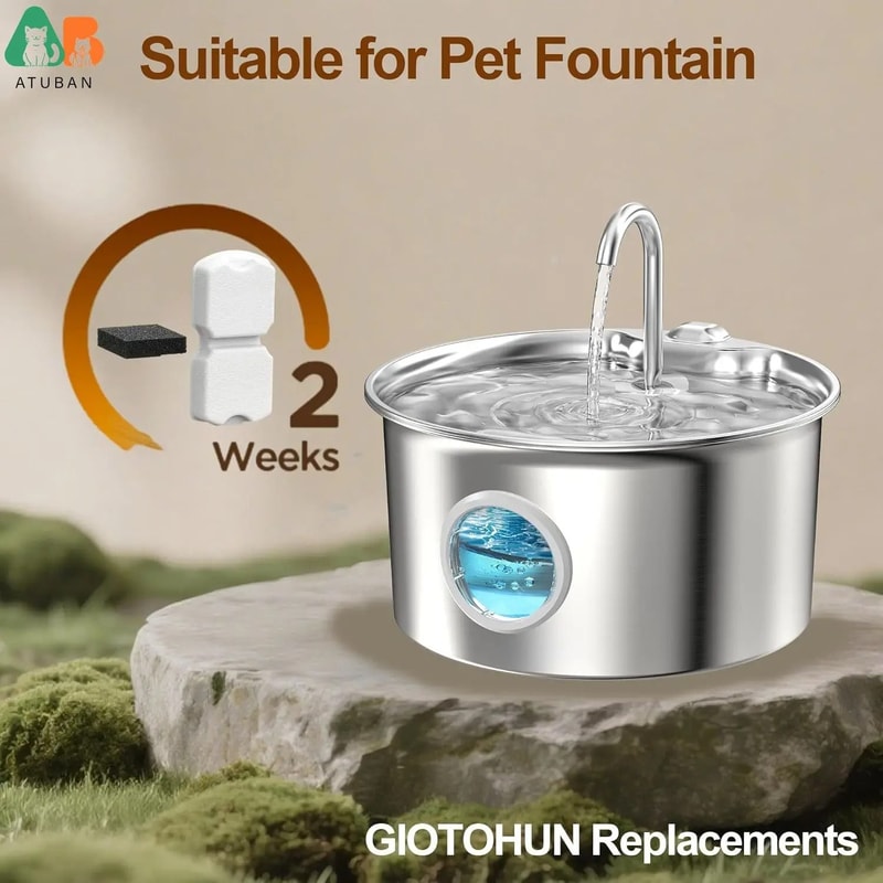 HOOISE 74oz Cat Water Fountain Replacement Filters And Sponges For Cleaner Pet Water 6