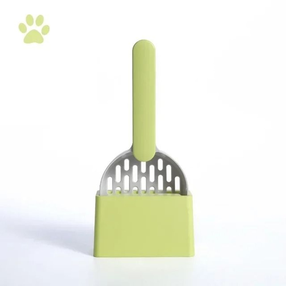 Long Handle Cat Litter Scoop Set With Base Durable ABS Poop Cleaning Tool 5