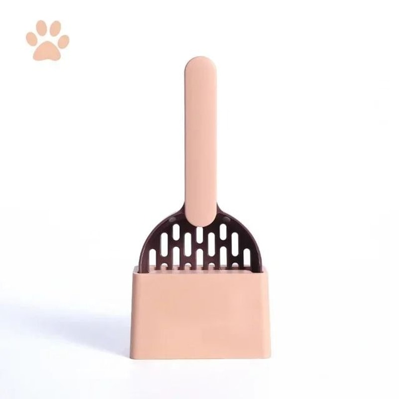 Long Handle Cat Litter Scoop Set With Base Durable ABS Poop Cleaning Tool 3