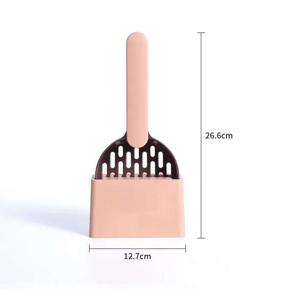 Long Handle Cat Litter Scoop Set With Base Durable ABS Poop Cleaning Tool 6