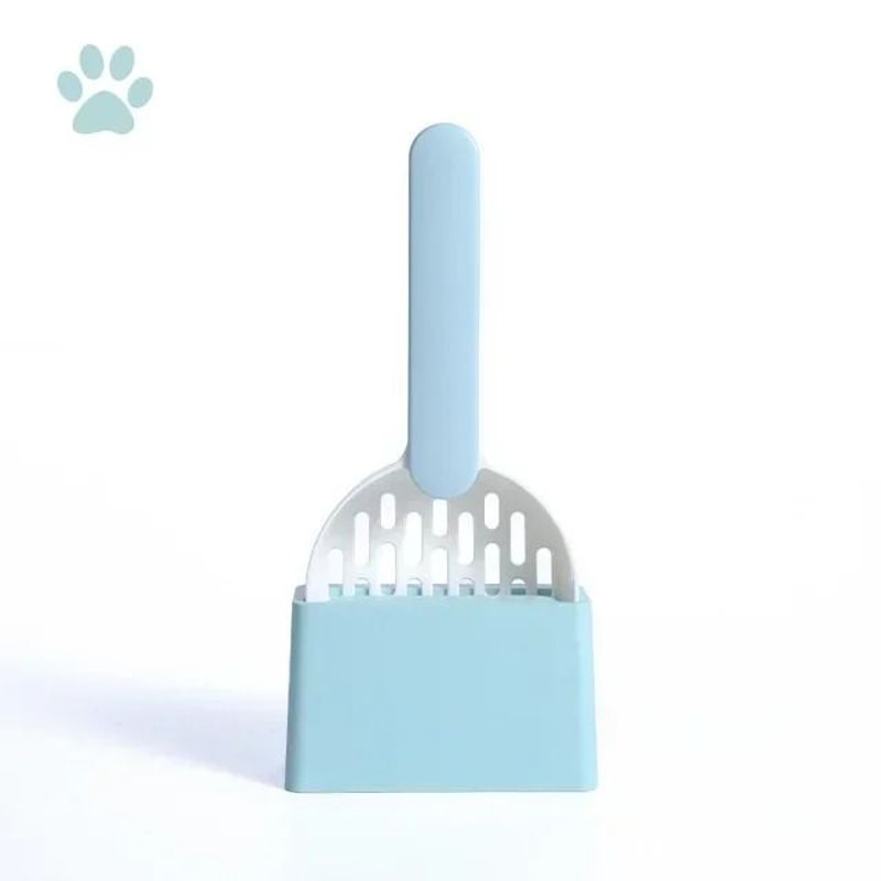 Long Handle Cat Litter Scoop Set With Base Durable ABS Poop Cleaning Tool 1