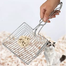stainless steel cat litter shovel durable handle pet poop scoop cleaning tool