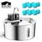 Wireless Stainless Steel Cat Water Fountain 32L Battery Sensor Automatic Filter Dispenser 9