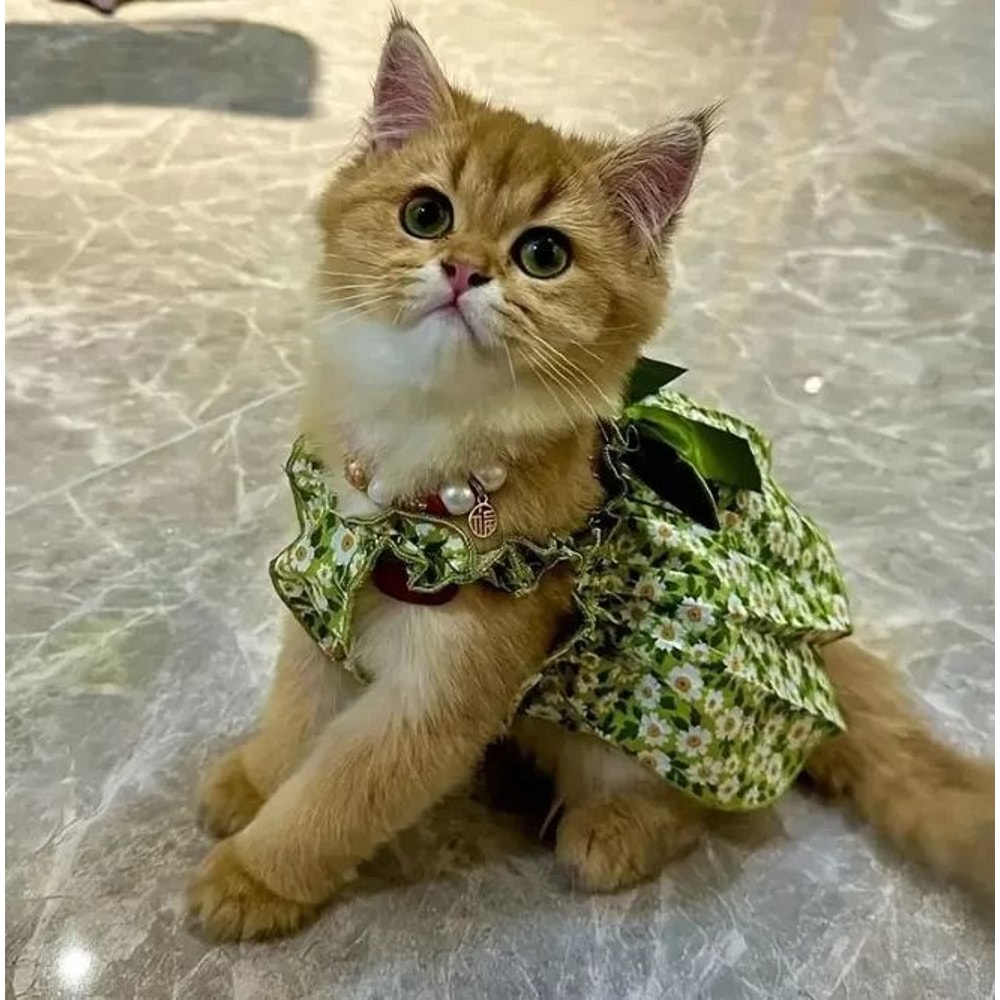 Romantic Floral Pet Summer Dress For Dogs Cats Birthday Wedding Party Outfit 8