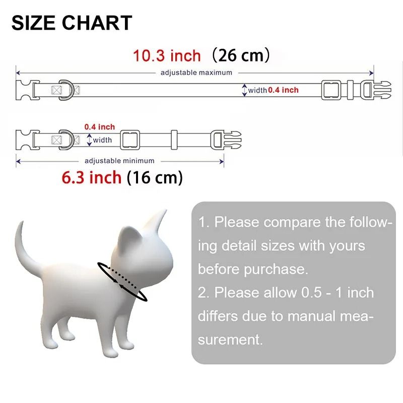 Personalized Breakaway Cat Collar Adjustable Nylon ID Necklace For Kittens Puppies Small Dogs 10