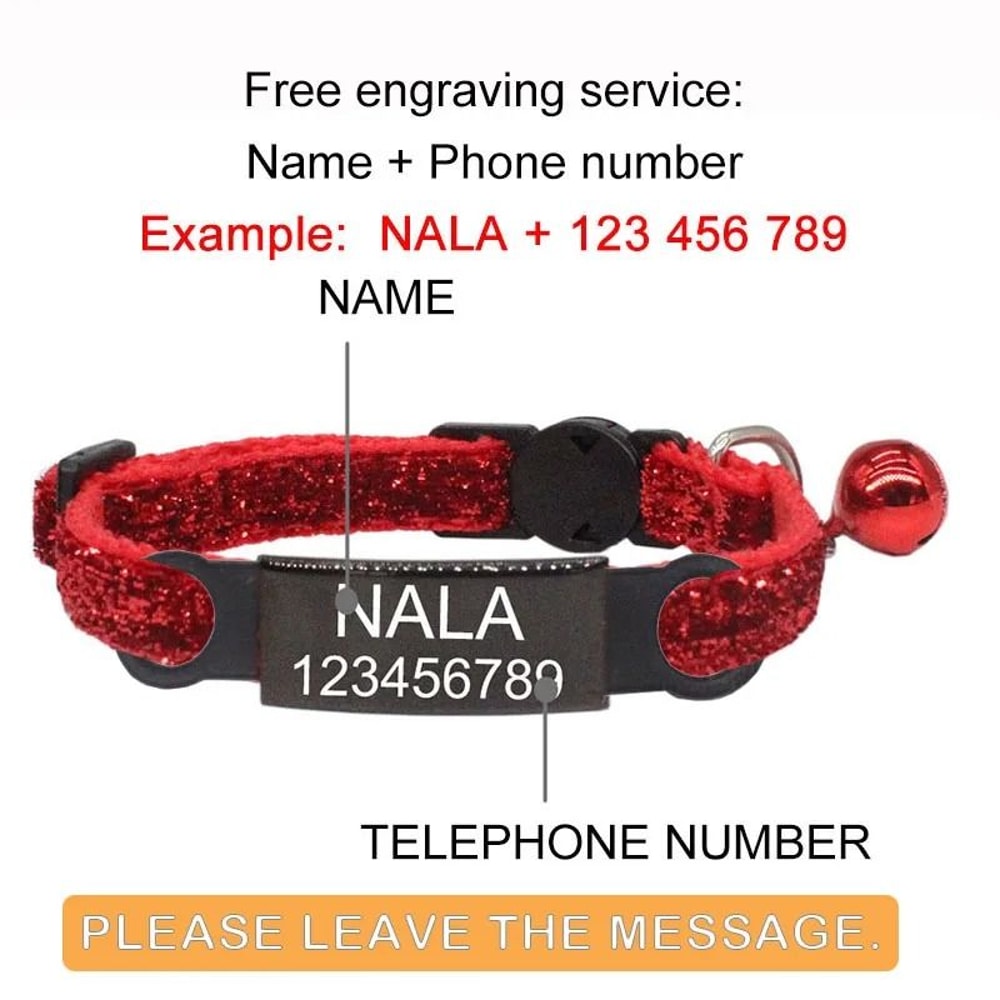 Personalized Breakaway Cat Collar Adjustable Nylon ID Necklace For Kittens Puppies Small Dogs 11