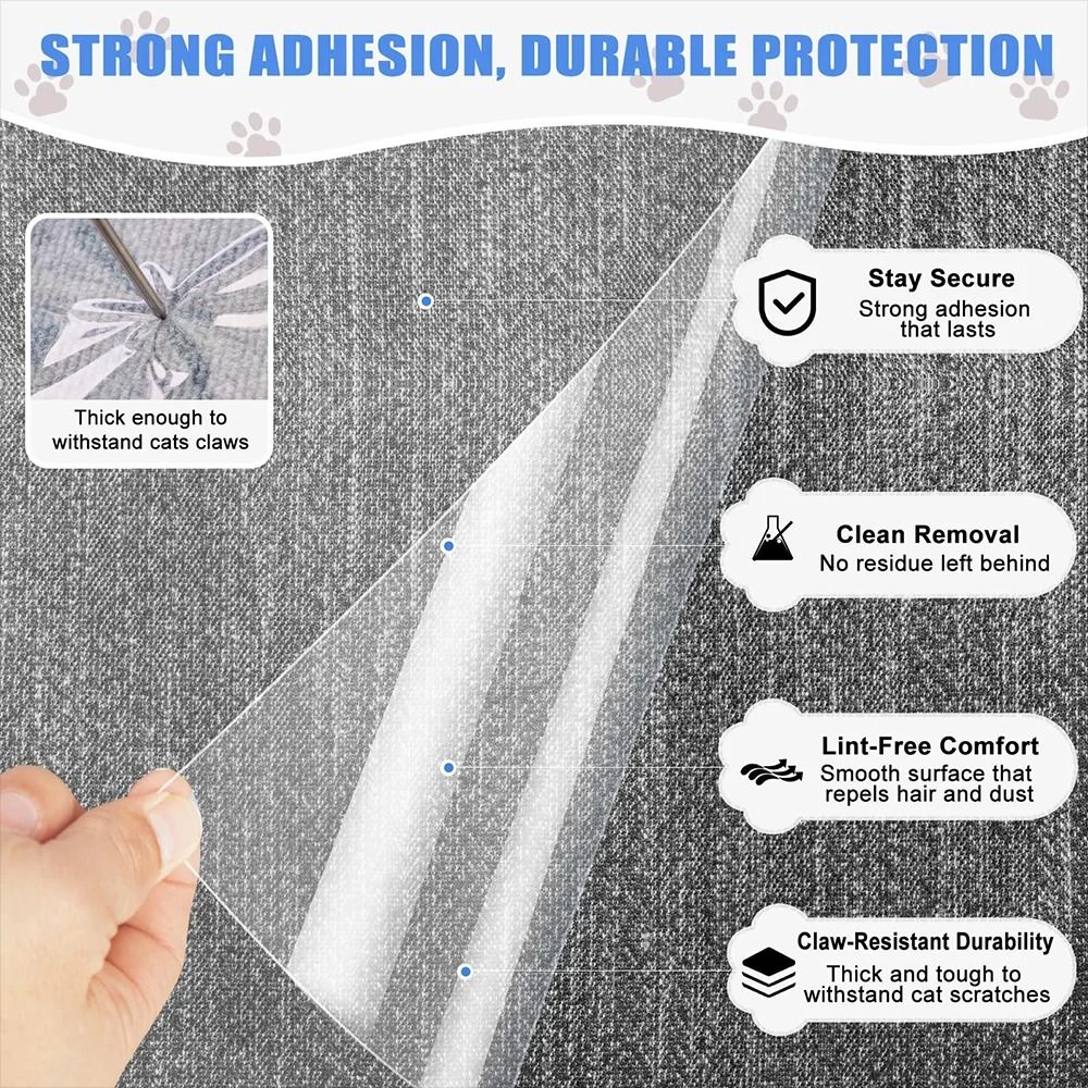 Transparent Cat Scratch Furniture Protector Tape Self Adhesive Couch Sofa Guard Roll 7