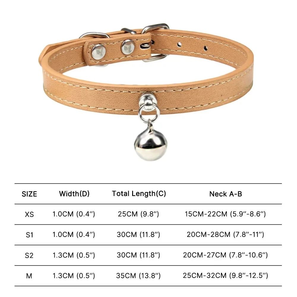 Colorful Adjustable Cat Collar With Bell Leather Style Necklace For Kittens Small Pets 5