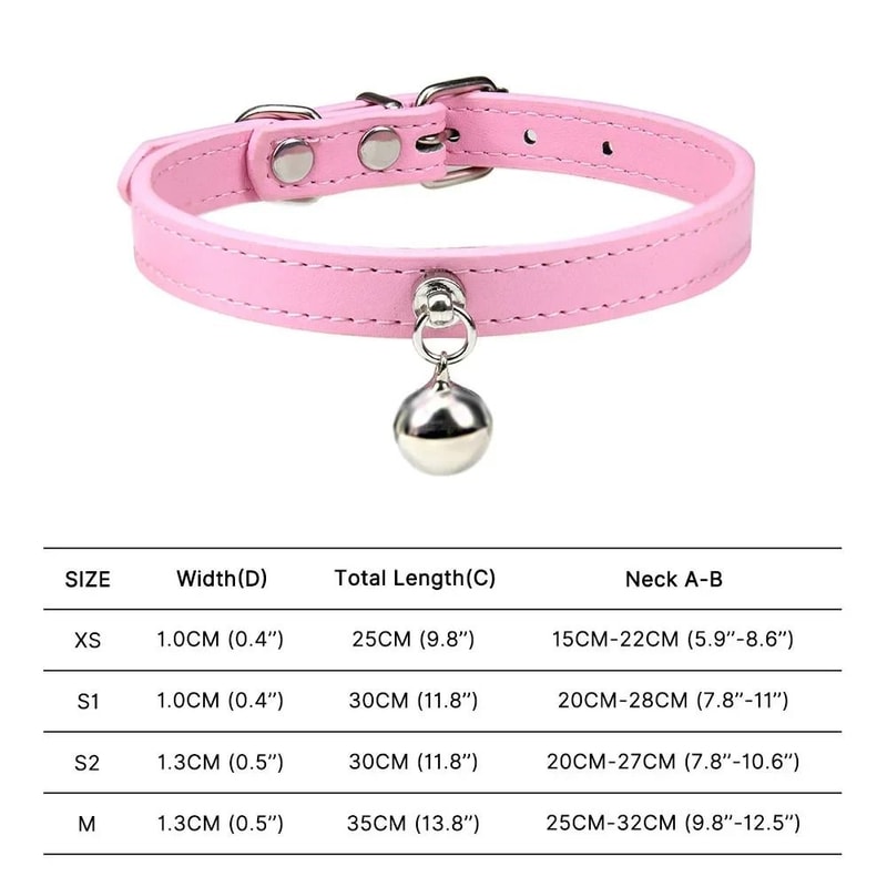 Colorful Adjustable Cat Collar With Bell Leather Style Necklace For Kittens Small Pets 6