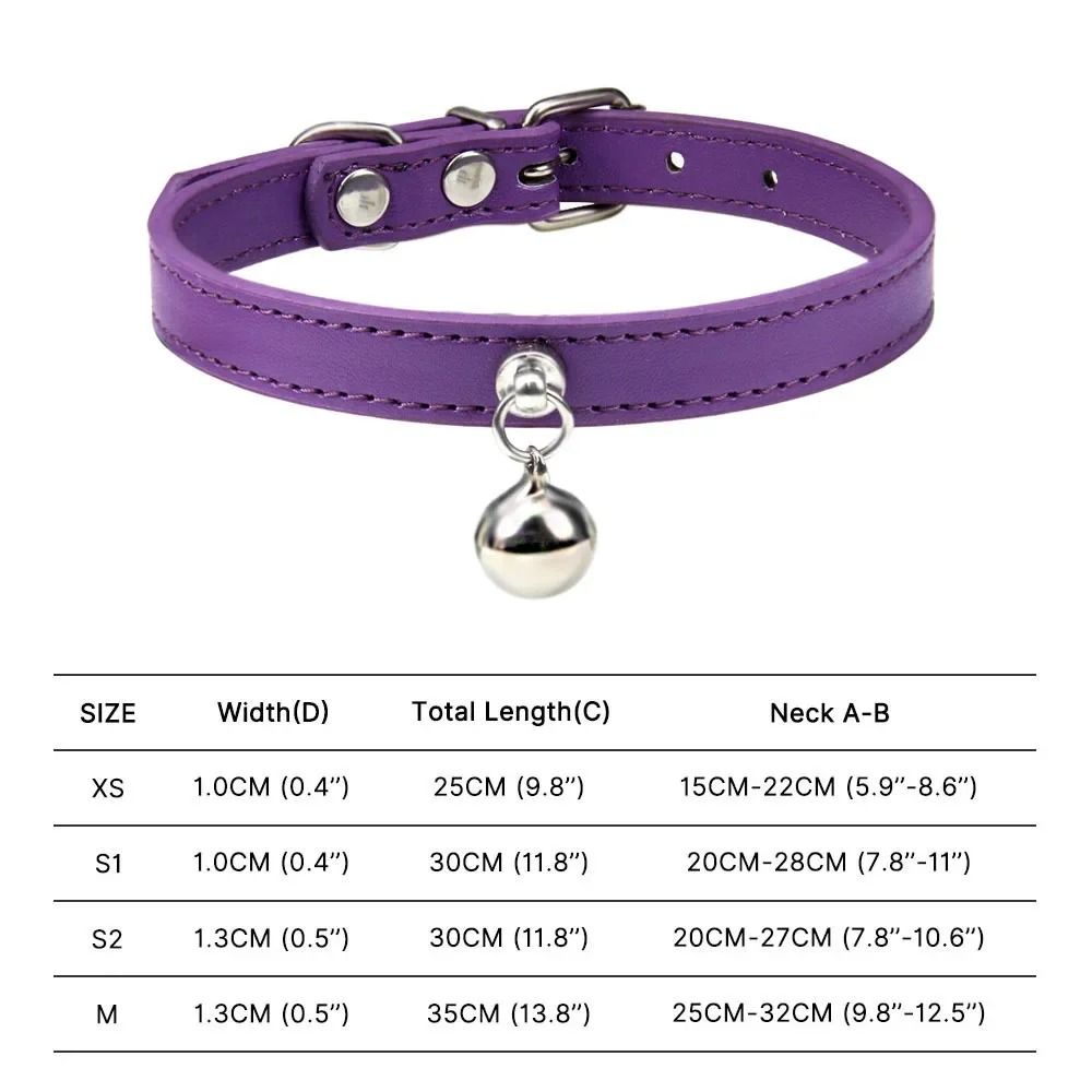 Colorful Adjustable Cat Collar With Bell Leather Style Necklace For Kittens Small Pets 7