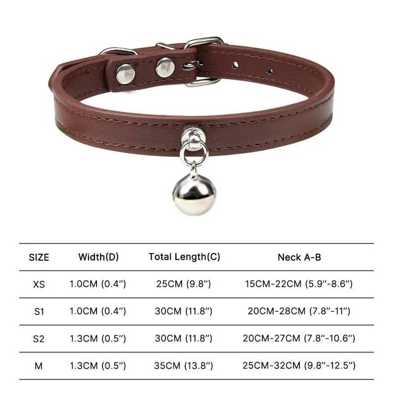 Colorful Adjustable Cat Collar With Bell Leather Style Necklace For Kittens Small Pets 10