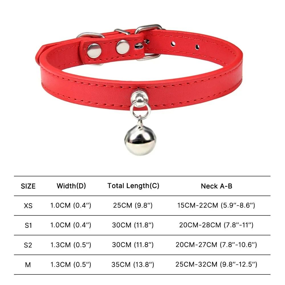 Colorful Adjustable Cat Collar With Bell Leather Style Necklace For Kittens Small Pets 12