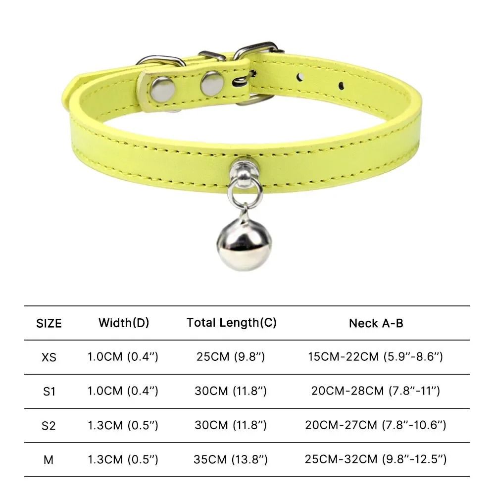 Colorful Adjustable Cat Collar With Bell Leather Style Necklace For Kittens Small Pets 13
