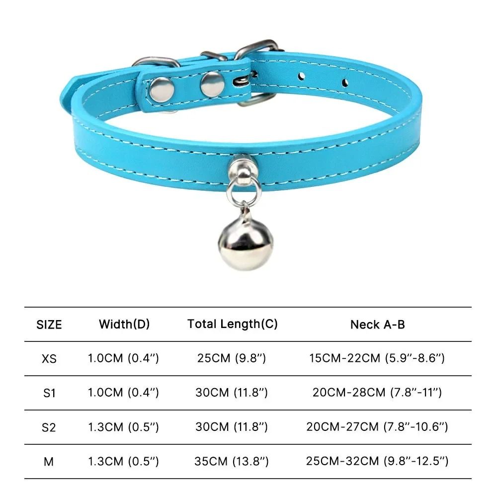 Colorful Adjustable Cat Collar With Bell Leather Style Necklace For Kittens Small Pets 14