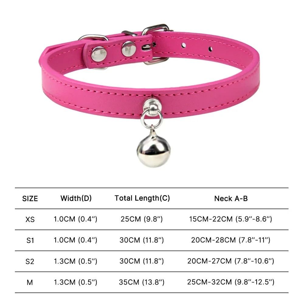 Colorful Adjustable Cat Collar With Bell Leather Style Necklace For Kittens Small Pets 9