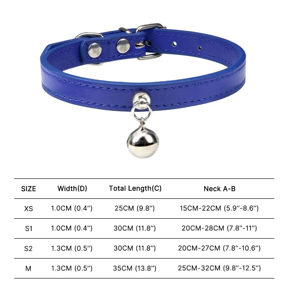 Colorful Adjustable Cat Collar With Bell Leather Style Necklace For Kittens Small Pets 16