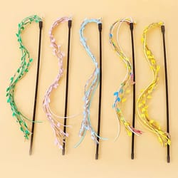 long handle cat tassel teaser stick with bell rope toy for indoor play