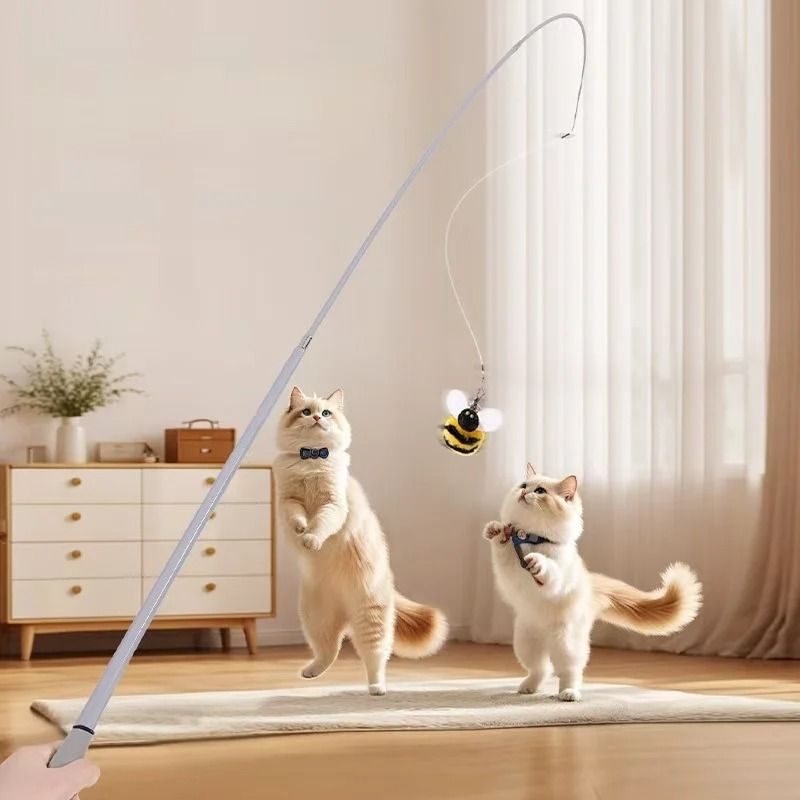 Telescopic Carbon Fiber Cat Wand Feather Toy 110cm Scratch Resistant Fishing Rod 6