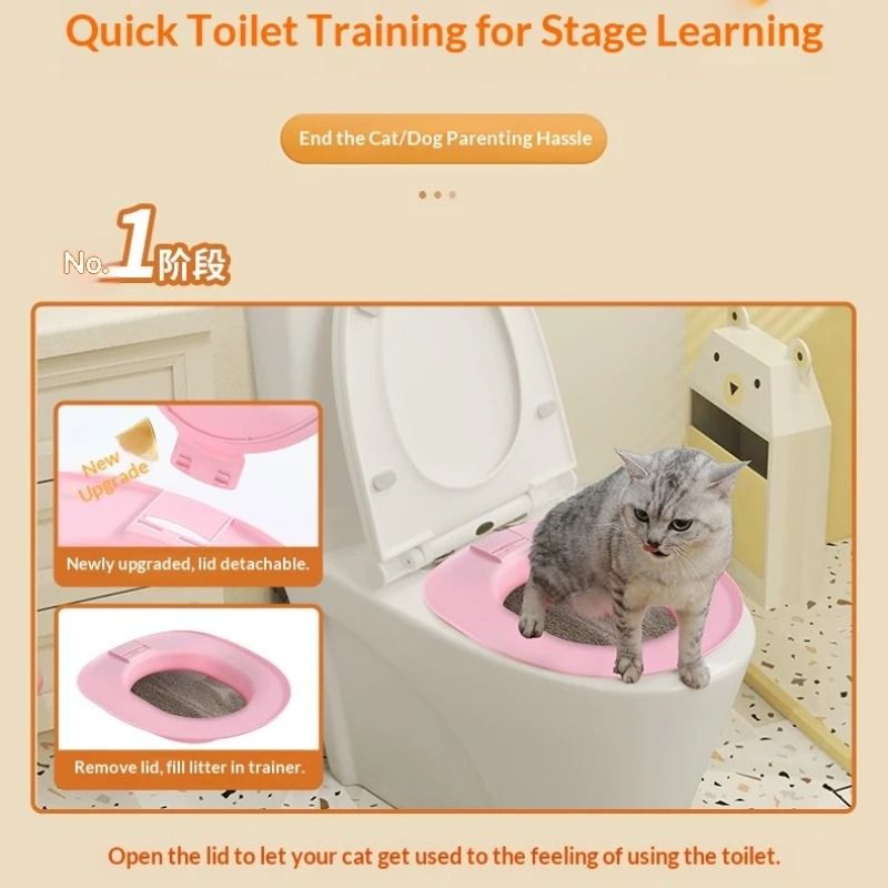 Reusable Cat Toilet Training Kit With Litter Mat For Cleaner Odor Free Pet Bathroom Routine 10