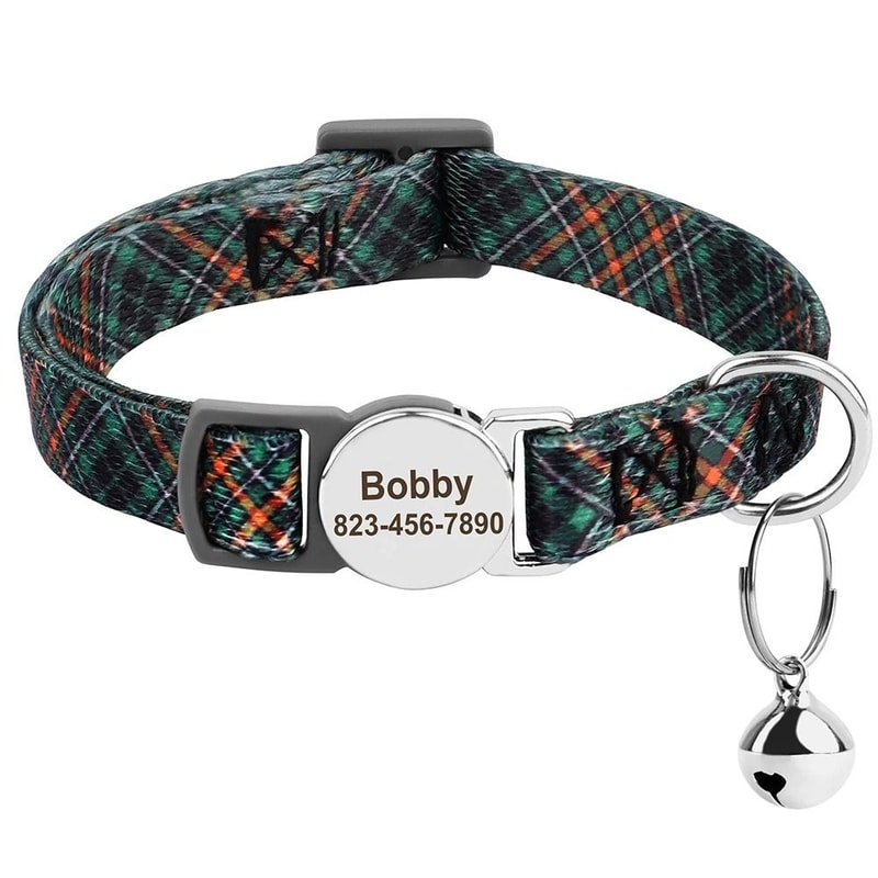 Personalized Cat ID Collar With Bell Custom Anti Lost Name Tag For Small Pets Safety 15