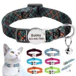 personalized cat id collar with bell custom anti lost name tag for small pets safety