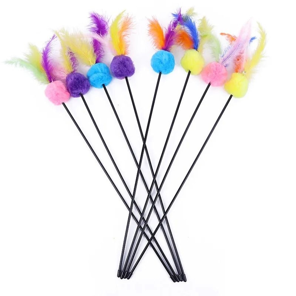 Five Piece Cat Feather Wand Toy Set With Bell For Interactive Kitten Exercise Play 10