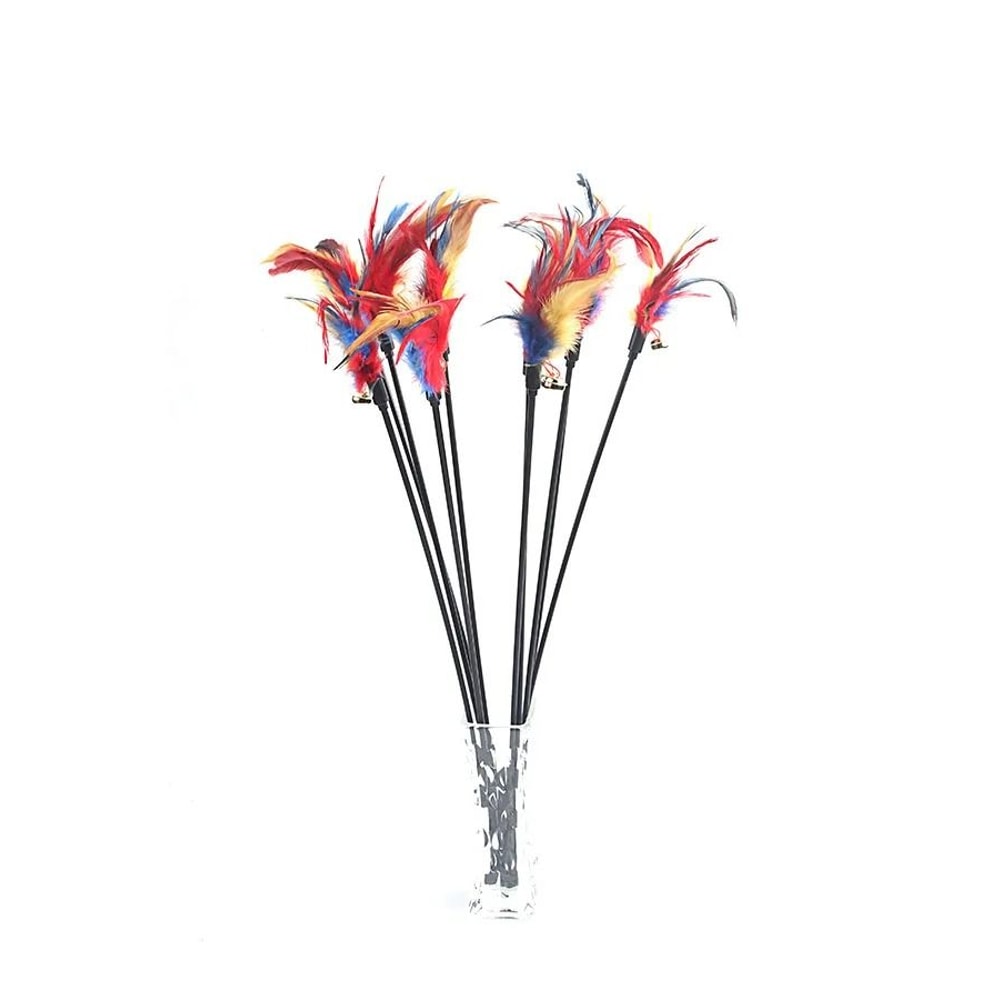 Five Piece Cat Feather Wand Toy Set With Bell For Interactive Kitten Exercise Play 11