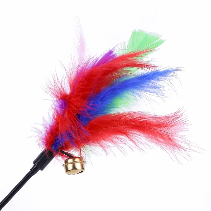 Five Piece Cat Feather Wand Toy Set With Bell For Interactive Kitten Exercise Play 13