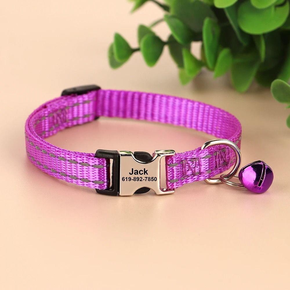 Personalized Engraved Cat Collar Adjustable Anti Lost Name Necklace For Kittens Puppies And Small D 3