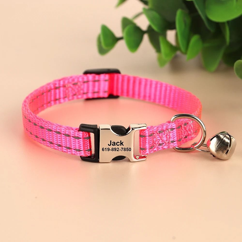 Personalized Engraved Cat Collar Adjustable Anti Lost Name Necklace For Kittens Puppies And Small D 18