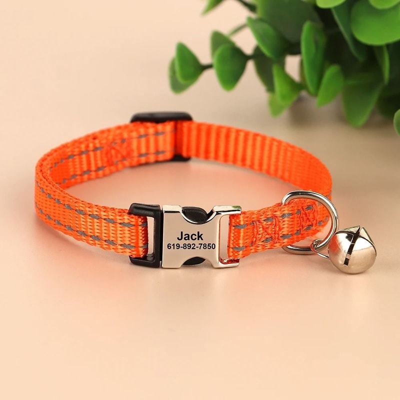 Personalized Engraved Cat Collar Adjustable Anti Lost Name Necklace For Kittens Puppies And Small D 19