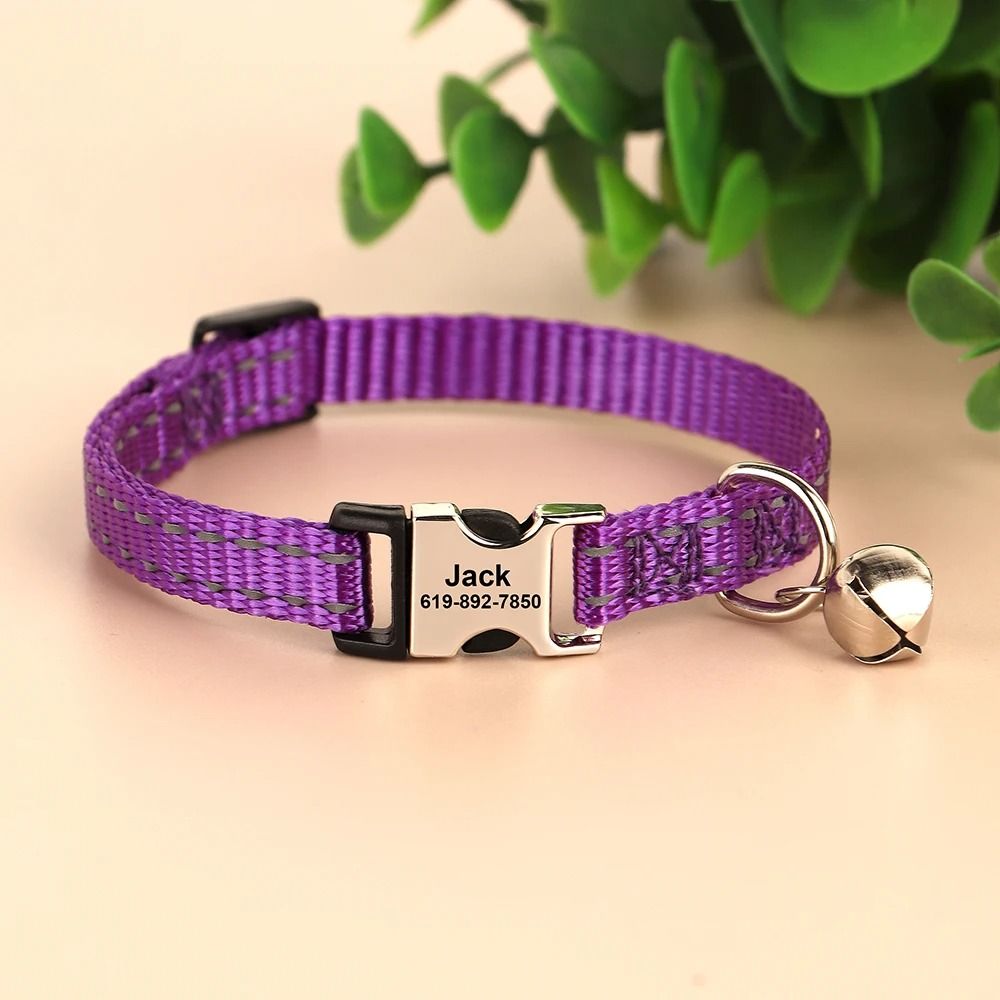Personalized Engraved Cat Collar Adjustable Anti Lost Name Necklace For Kittens Puppies And Small D 29