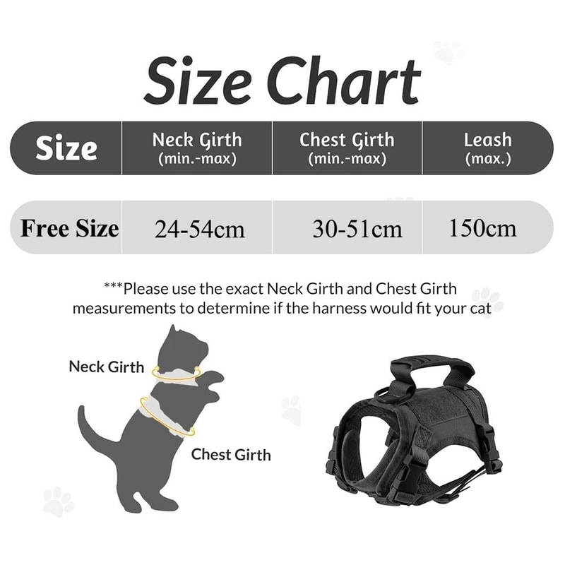 Tactical Escape Proof Cat Harness Adjustable Military Style Vest For Outdoor Walking And Training 12