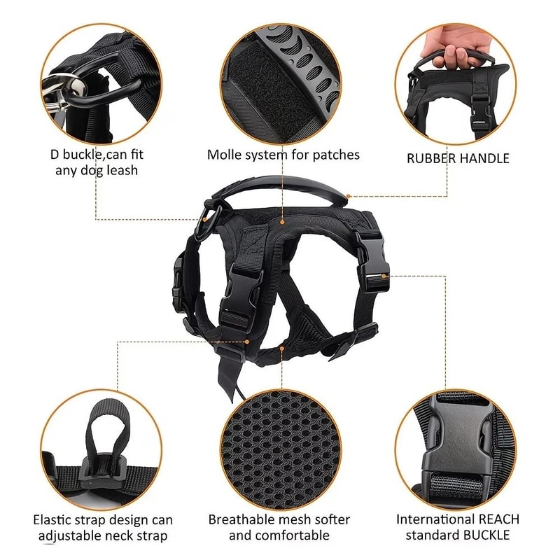 Tactical Escape Proof Cat Harness Adjustable Military Style Vest For Outdoor Walking And Training 13