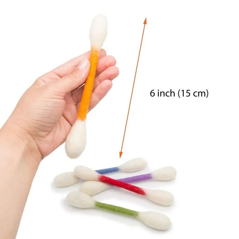 Six Piece Felt Cotton Swab Cat Chew Toy Set For Dental Teething Interactive Play Kittens 9