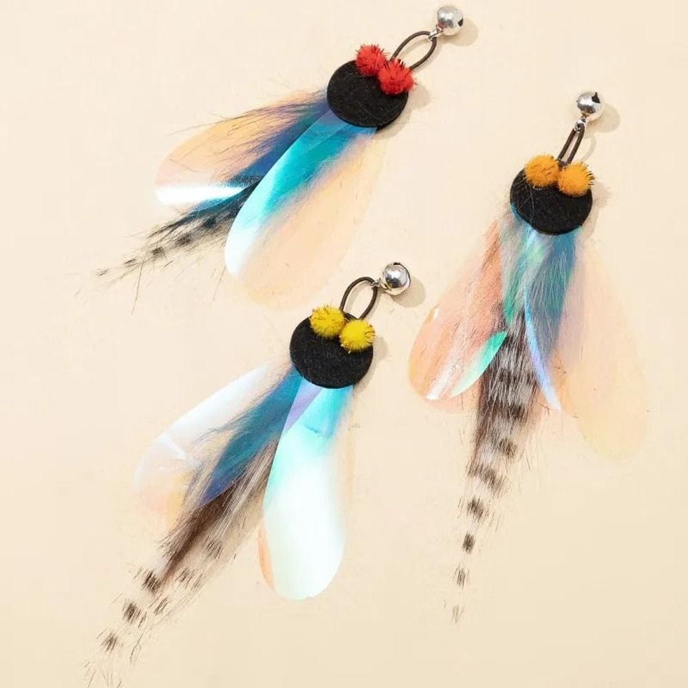 Bite Resistant Butterfly Feather Cat Teaser Stick With Bell For Interactive Indoor Kitten Play 3