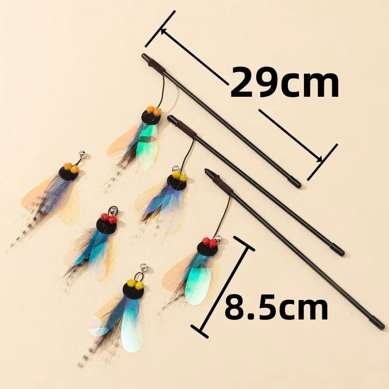 Bite Resistant Butterfly Feather Cat Teaser Stick With Bell For Interactive Indoor Kitten Play 6