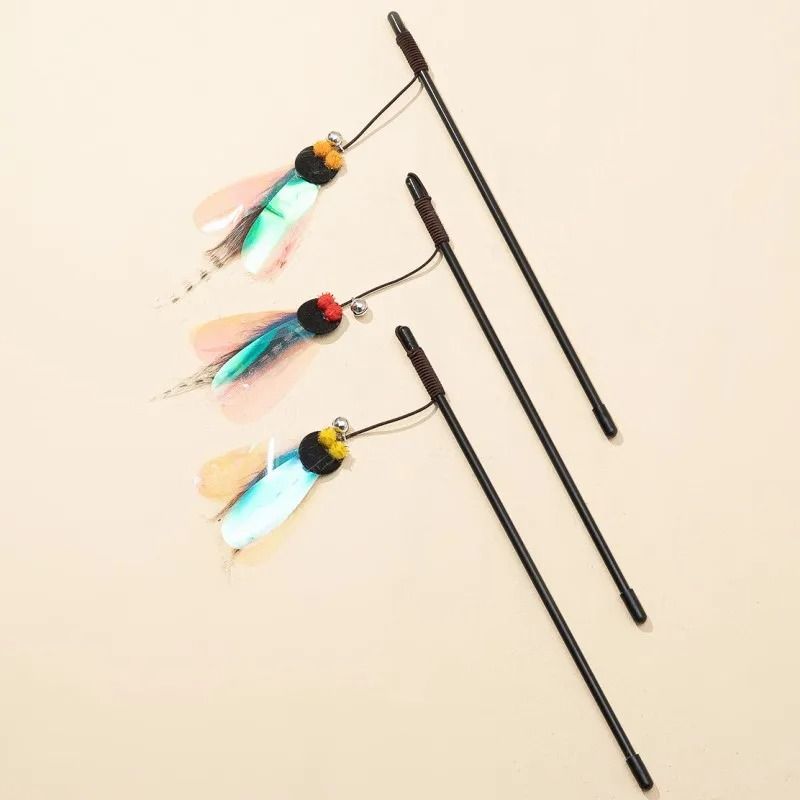 Bite Resistant Butterfly Feather Cat Teaser Stick With Bell For Interactive Indoor Kitten Play 5