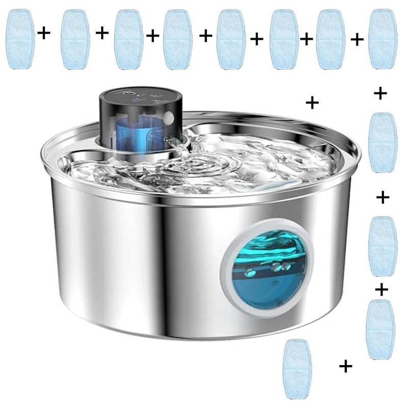 Wireless Stainless Steel Cat Water Fountain With Motion Sensor Rechargeable Pet Drinking Dispenser 4