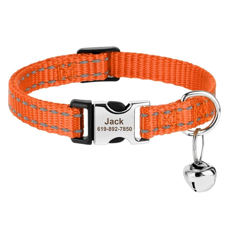 Personalized Printed Cat Collar With Engraved Nameplate Bell Adjustable Anti Lost Kitten Puppy Safe 7