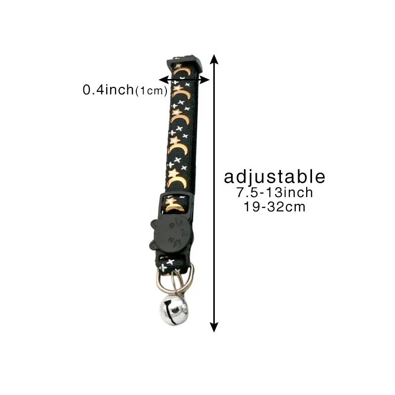 Reflective Star Moon Personalized Cat Collar With Engraved Nameplate Bell For Kitten Safety 9
